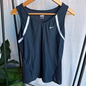 Vintage Grey Tag Nike Navy and White Athletic Tank with Mesh / Size L